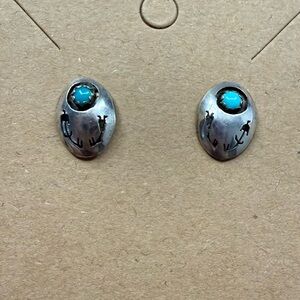 Silver and Turquoise Stud Earrings